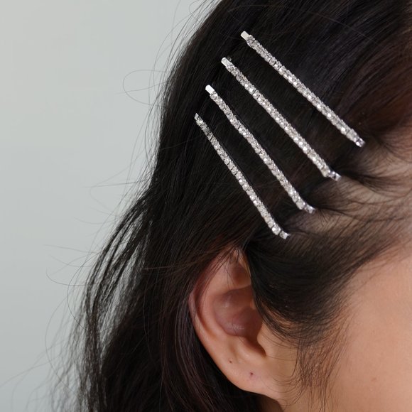 Silver Rhinestone Hair clip set of 4 💎 - Picture 4 of 4